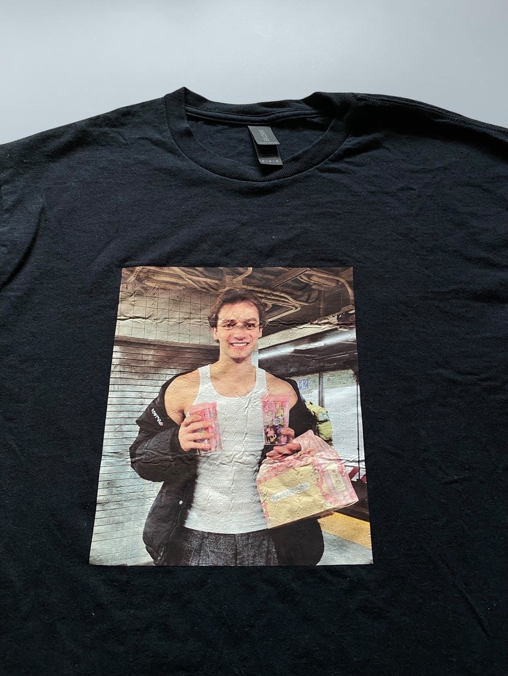 Mens T-shirt Short Sleeve Size M Heavyweight Cotton Black Print Graphic Indie - Picture 2 of 6